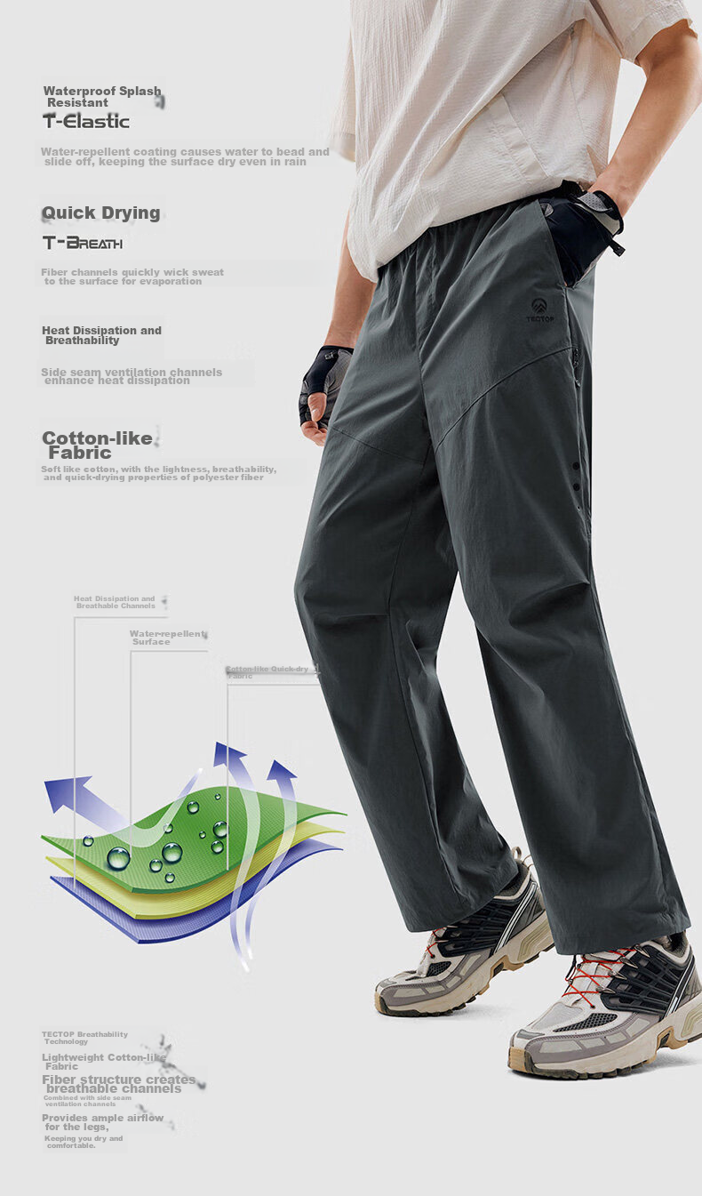 TECTOP Men's Quick-Dry Breathable Water-Repellent Hiking Pants Spring Summer 11